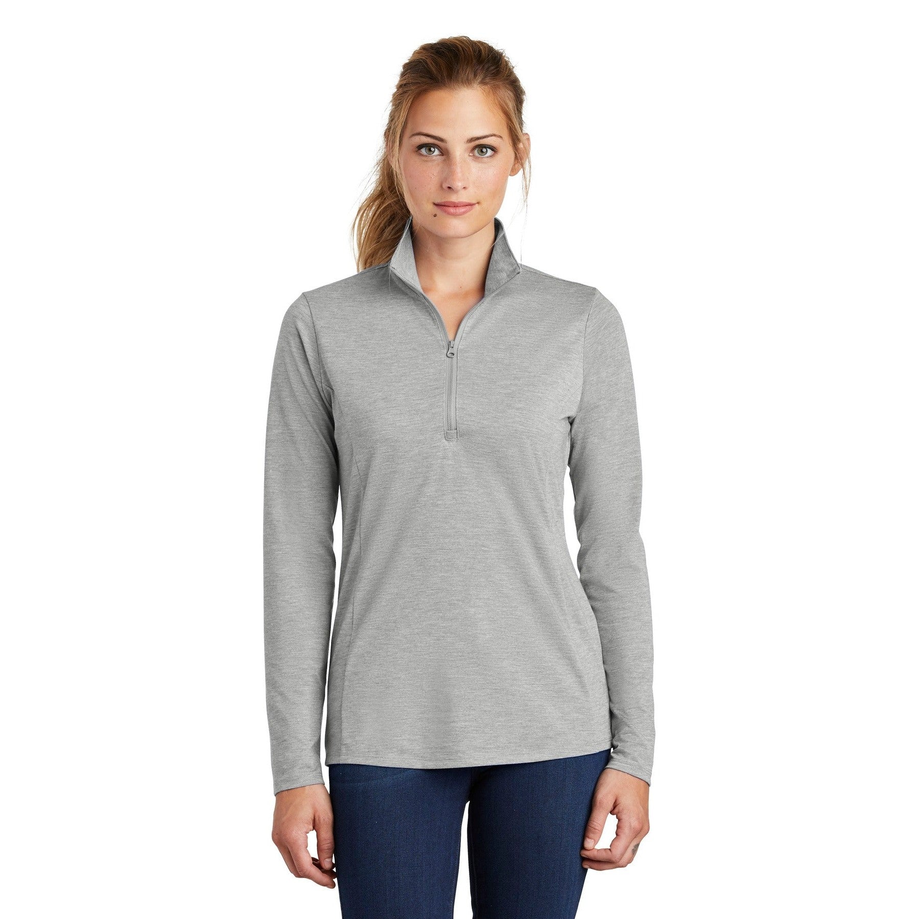 Sport-Tek-Sport-Tek ® Women's PosiCharge ® Tri-Blend Wicking 1/4-Zip Pullover. LST407-MedTech-3